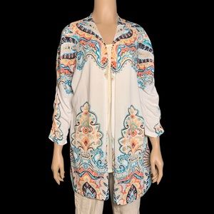 NWT Chicos Lightweight Open Front Cardigan Womens Colorful Sweater Large